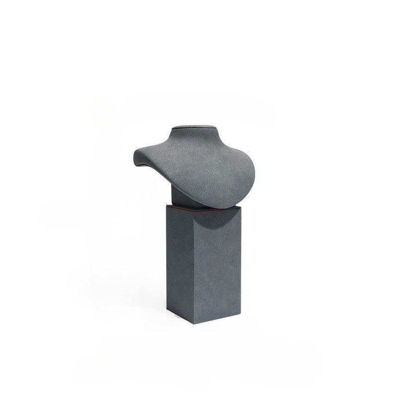 Gray Microfiber Necklace Display Bust Stand