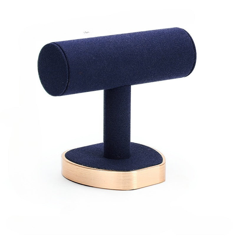 Navy Blue Velvet Jewelry Display Set with Rose Gold Trim - Complete Stand for Rings, Necklaces & Bracelets