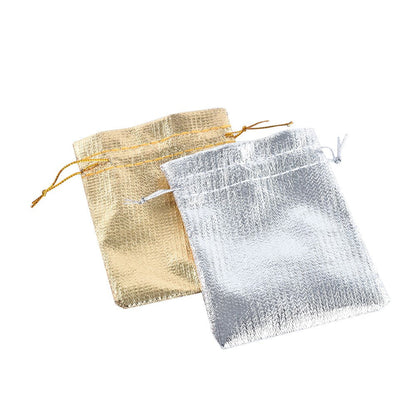 100PCS 7x9 9x12cm Jewelry Packaging Bags Gold Foil Cloth Drawstring Candy Bags Adjustable Gift Packaging Bags for Packaging, Organizing, Storage
