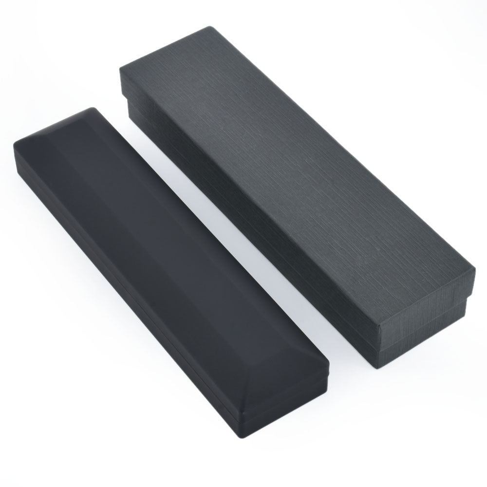 Closed long black LED light bracelet box with matching outer gift box