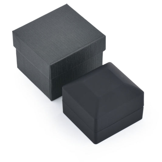 Closed black LED light ring box with matching outer gift box