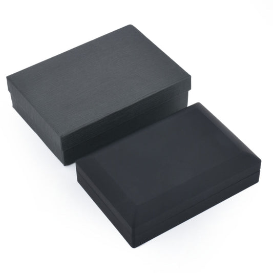 Closed black LED light small necklace box with matching outer gift box
