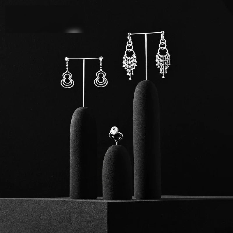 Black Microfiber Jewelry Display Stand Set