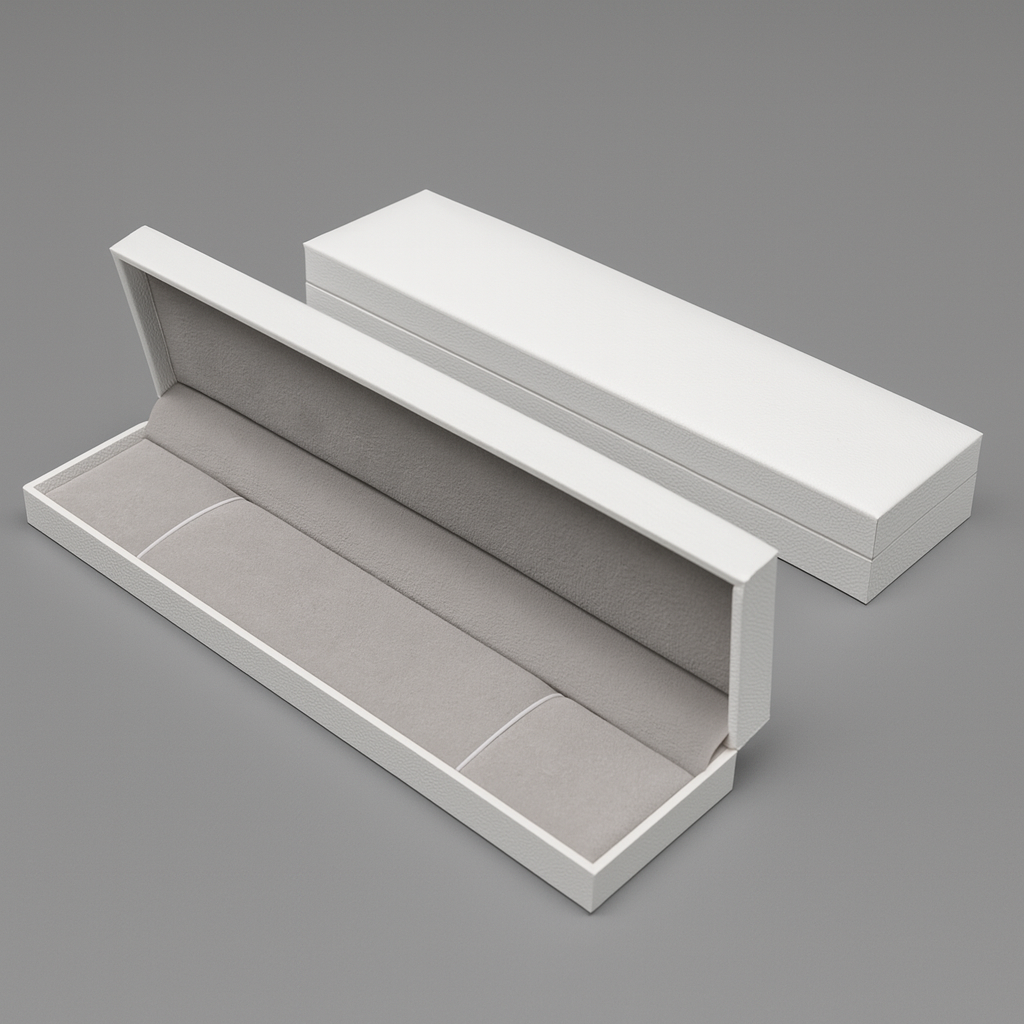 bracelet box - 24pcs White Bracelet Boxes L066-BR-R W front view