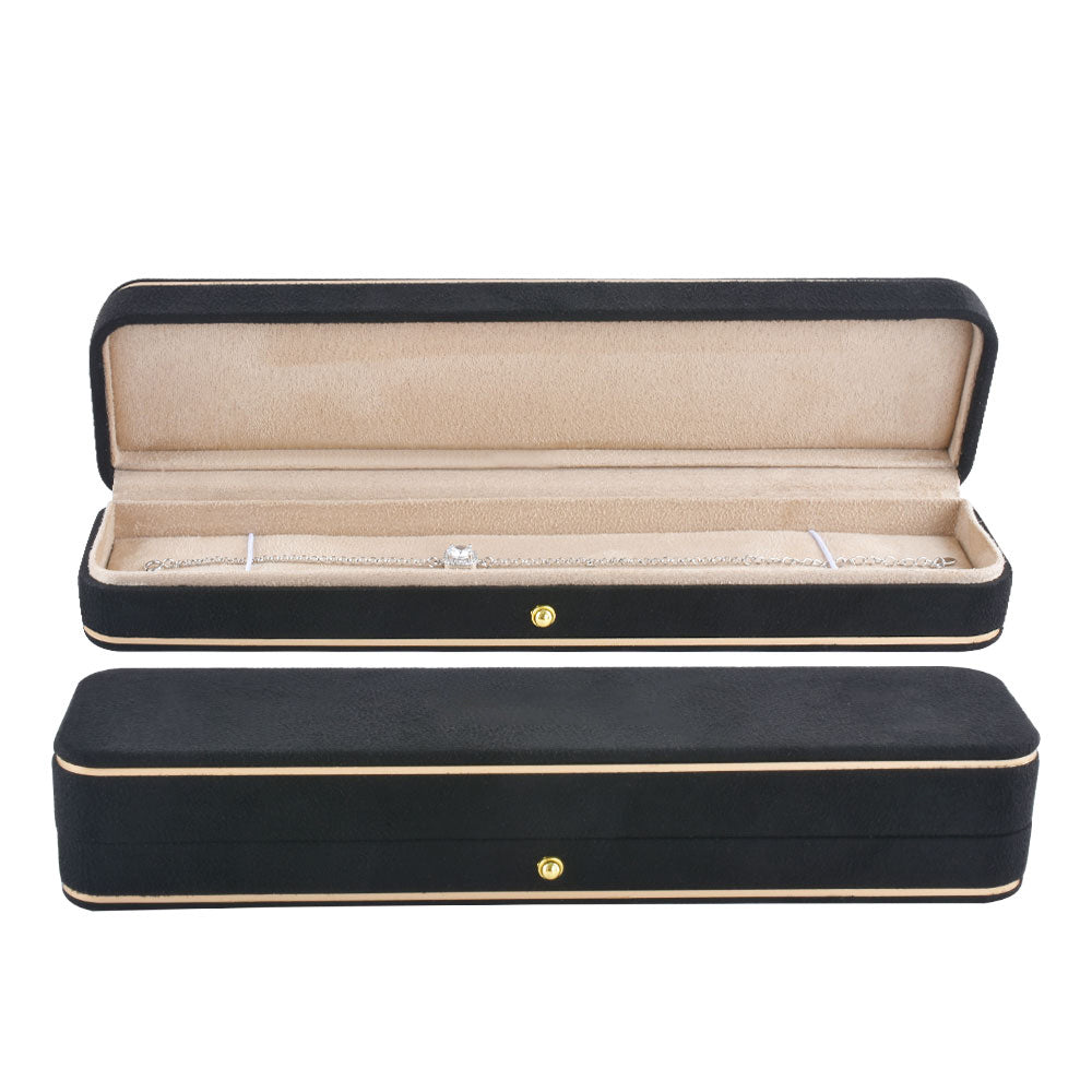 bracelet box - Black Suede Bracelet Box V15BR-BK BK open view