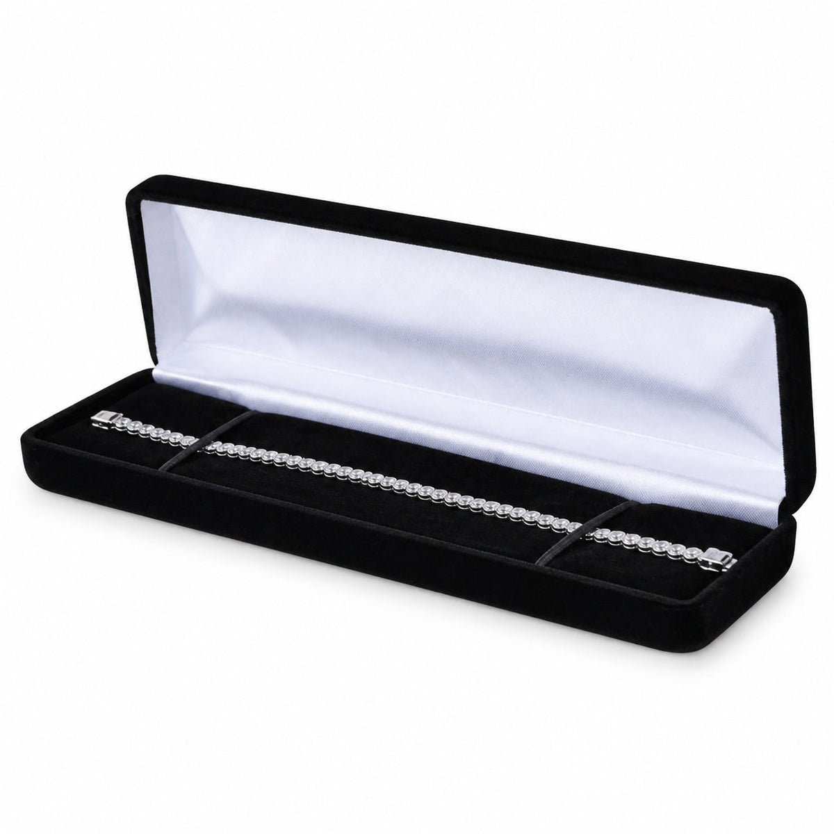 bracelet box - Black Velvet Bracelet Boxes - 6 Pack YB5-BK front view