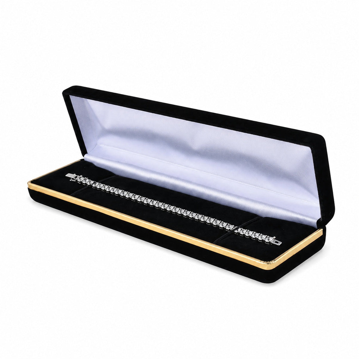 bracelet box - Black Velvet Bracelet Boxes with Gold Trim - 6 Pack SB5-BK front view