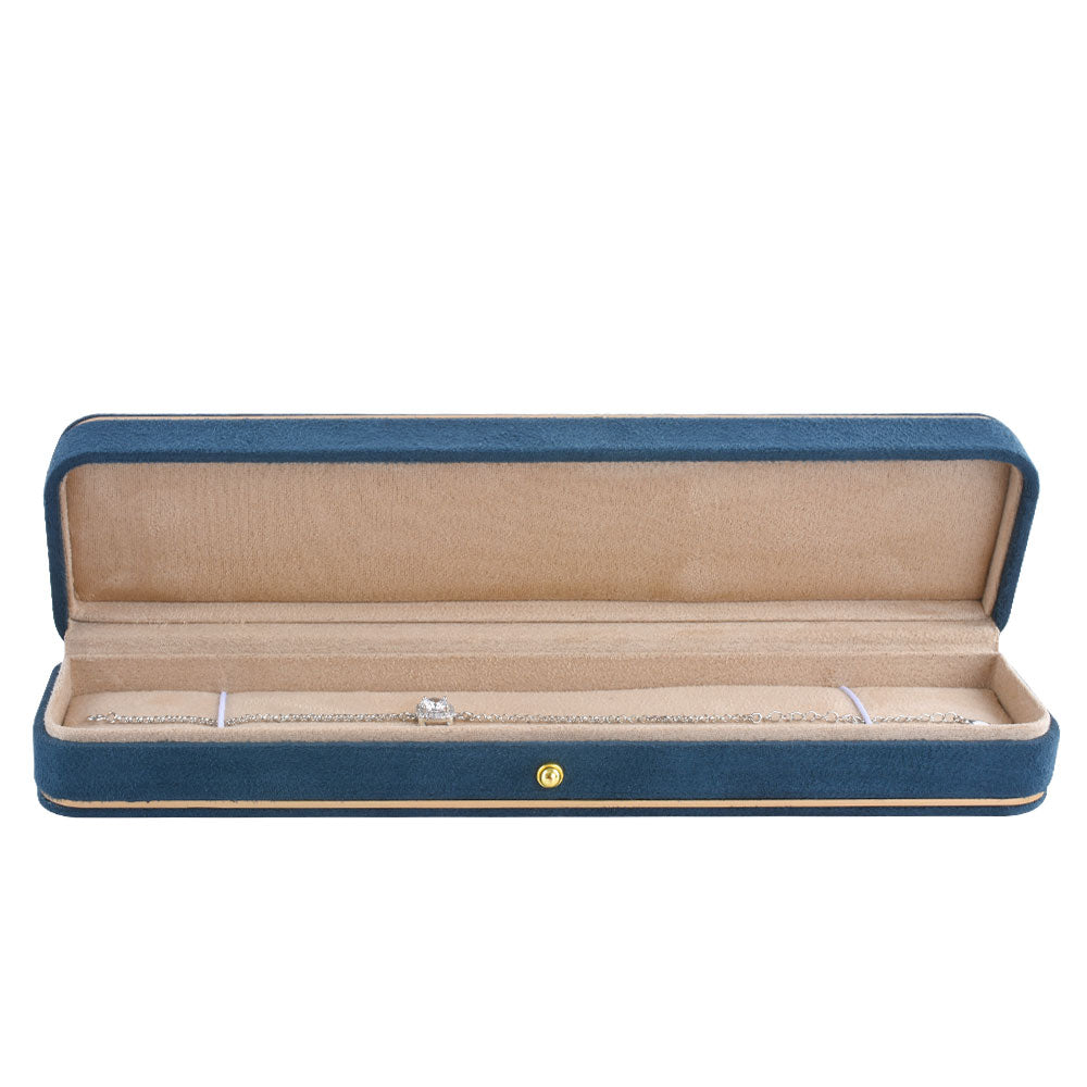 bracelet box - Blue Suede Bracelet Box V15BR-B BK front view