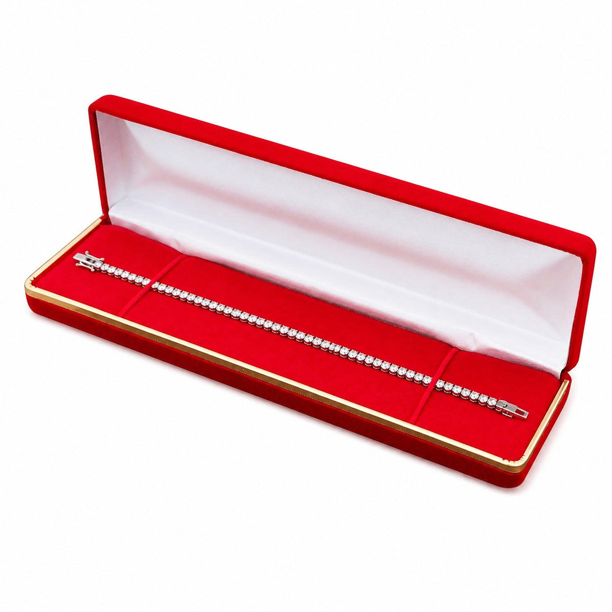 bracelet box - Red Velvet Bracelet Boxes with Gold Trim - 6 Pack SB5-RD front view