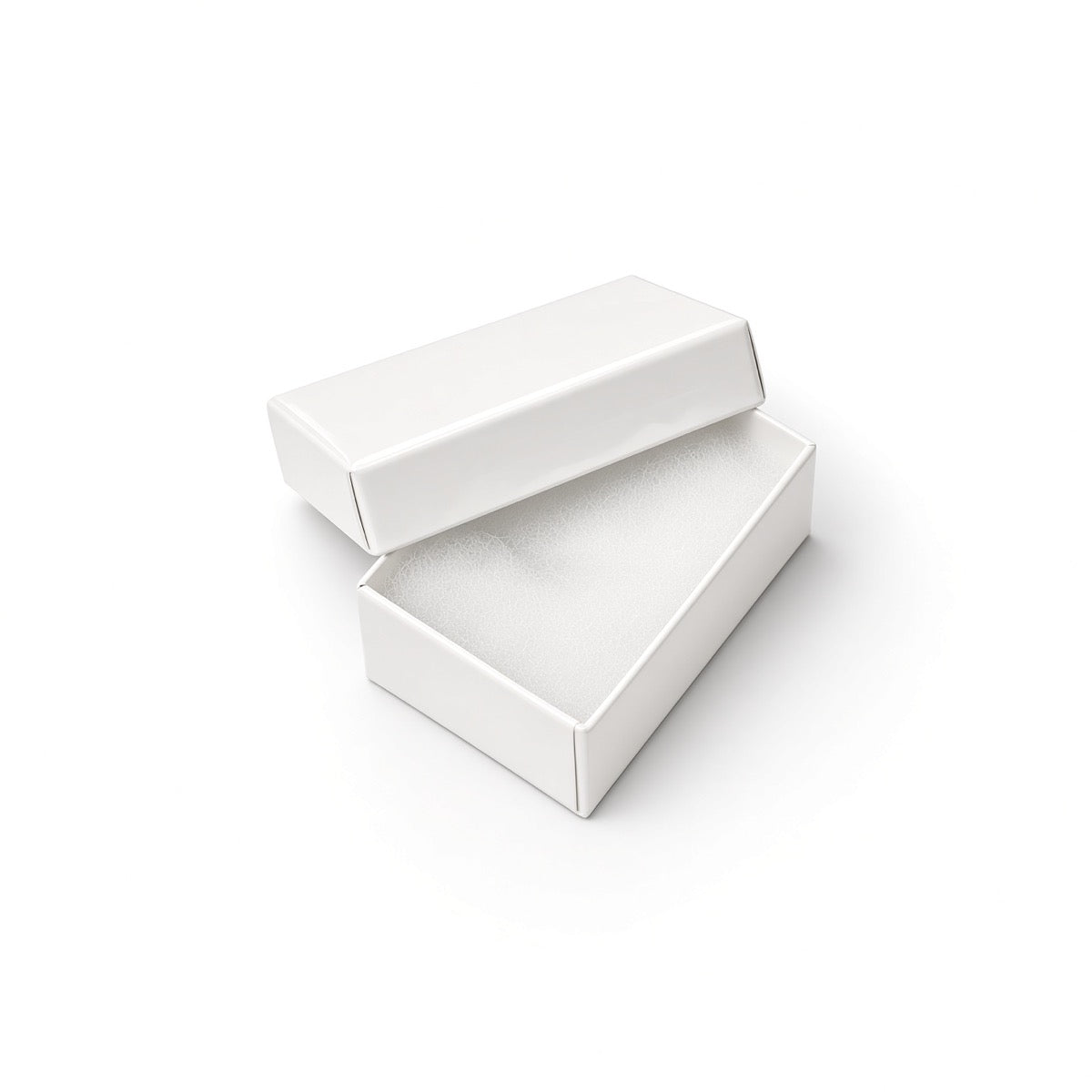 bracelet box - White Glossy Slim Bracelet Cotton-Filled Jewelry Box 100-Piece Pack BX2821WG front view