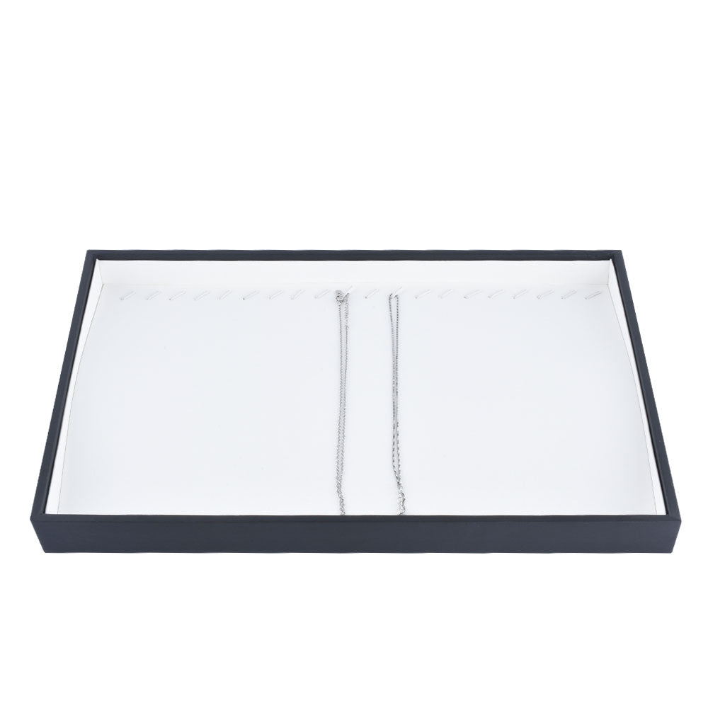 bracelet display and necklace display - White Bracelet Necklace Display Tray T001-N PU-W front view