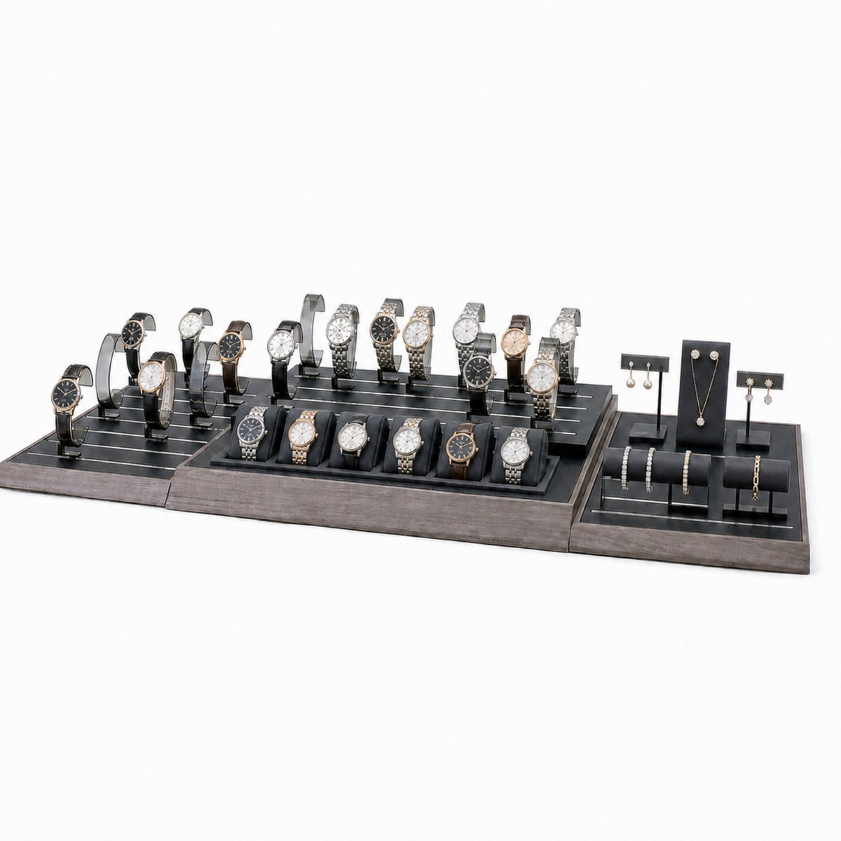 bracelet display and watch display - Custom Gray Modular Watch Bracelet Display Tray CWD029 open view