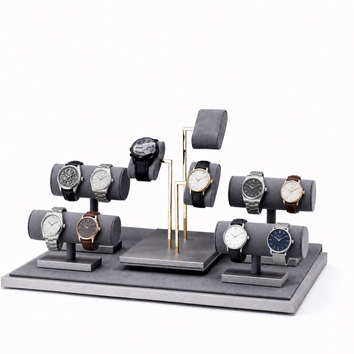 bracelet display and watch display - Custom Gray T-Bar Watch Bracelet Display Set CWD002 open view