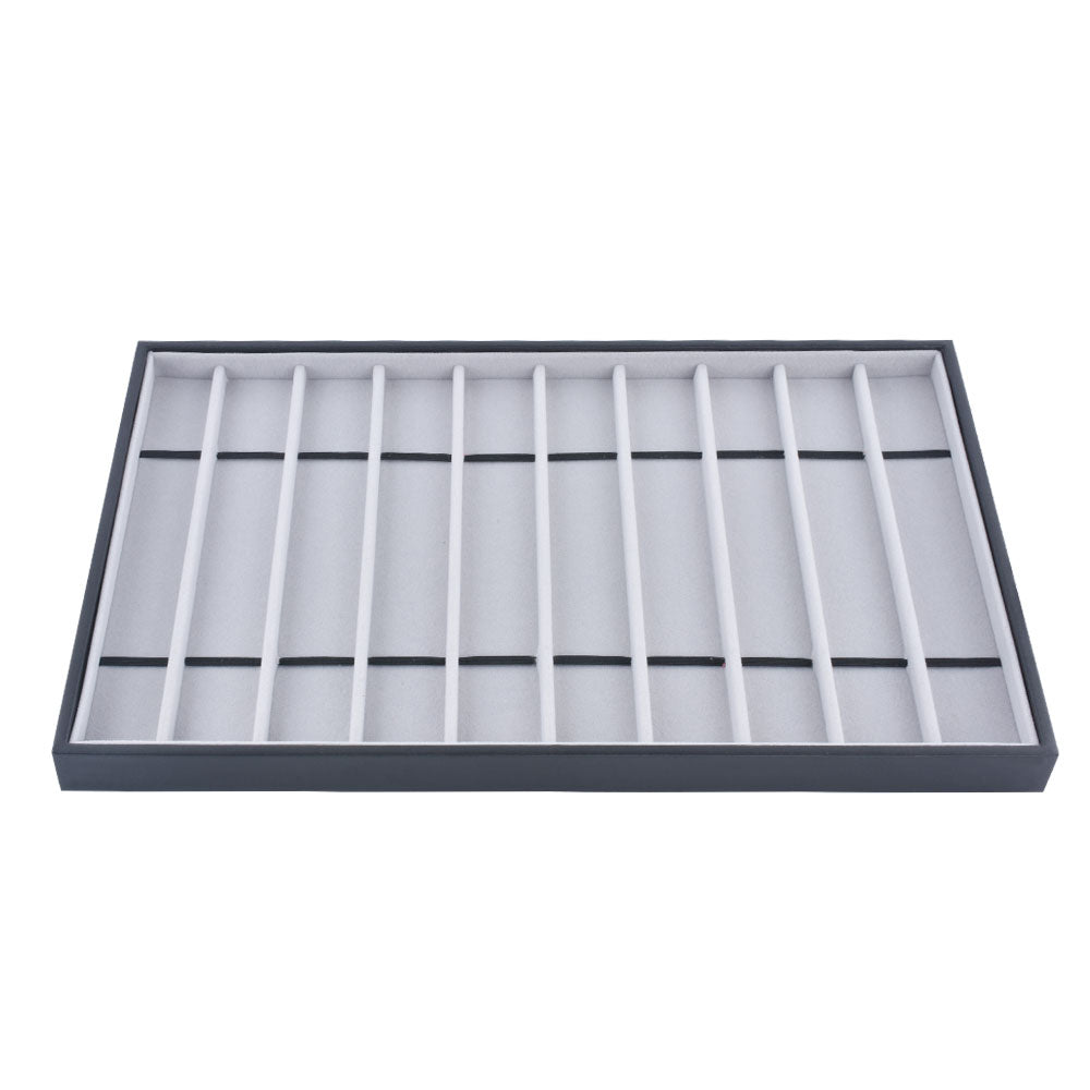 bracelet display and watch display - Gray White Bracelet Watch Display Tray T001-BR PU-GR front view