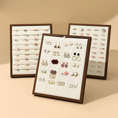 Black Walnut Vertical Ring Stud Earrings Display Stand