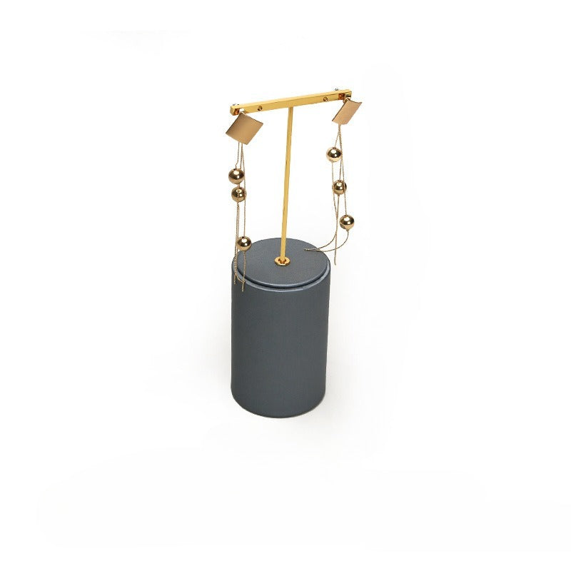 Gray Blue & Gold Jewelry Display Set - Luxury Retail Stand with Necklace Bust, Earring, Ring & Bracelet Holders