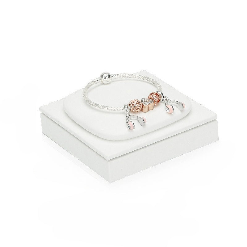 Pink & White Velvet Jewelry Display Set - Complete Retail Stand with Busts, Ring, Earring & Bracelet Holders