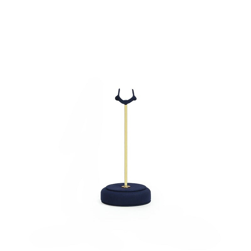 Velvet Ring Display Stand - Tall Gold Metal Base Holder for Engagement & Wedding Rings