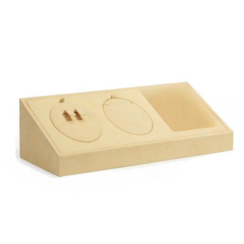 New Superfine Fiber Beige Jewelry Display Stand | Ring Necklace Holder for Gold, Pearl & Fine Jewelry