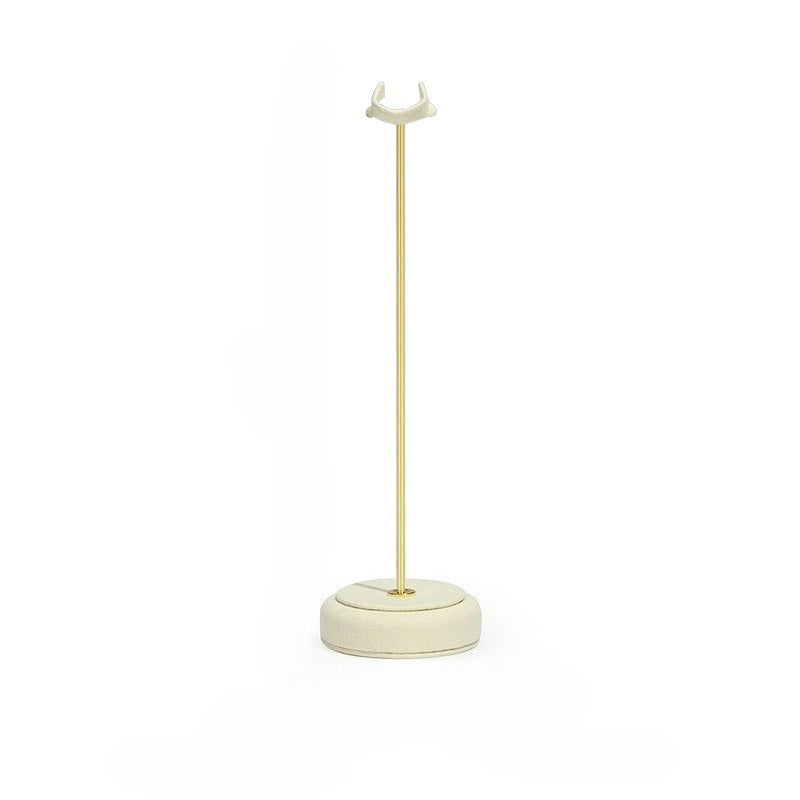 Velvet Ring Display Stand - Tall Gold Metal Base Holder for Engagement & Wedding Rings