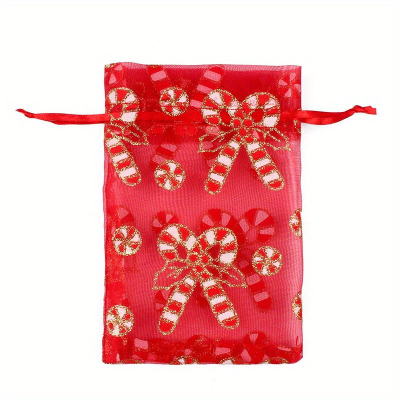 50PCS 100PCS 10x15 13x18CM Christmas Drawstring Organza Bag Jewelry Chocolate Party Gift Packaging Bag