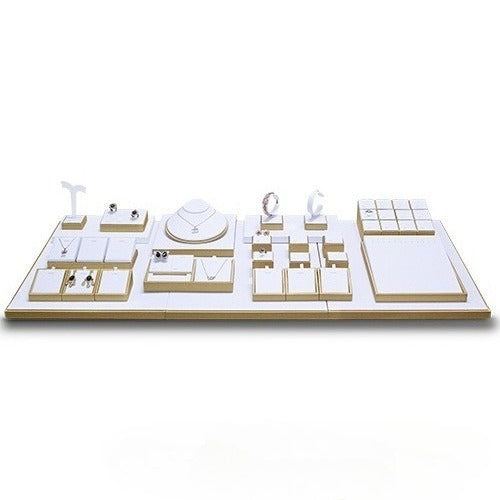 Jewelry Display Set Gold White Necklace Ring Stand