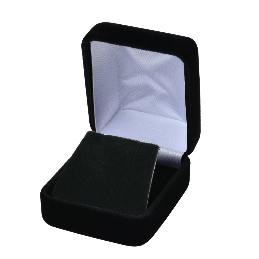 earring box - Black Velvet Earring Boxes - 12 Pack YE3-BK side view