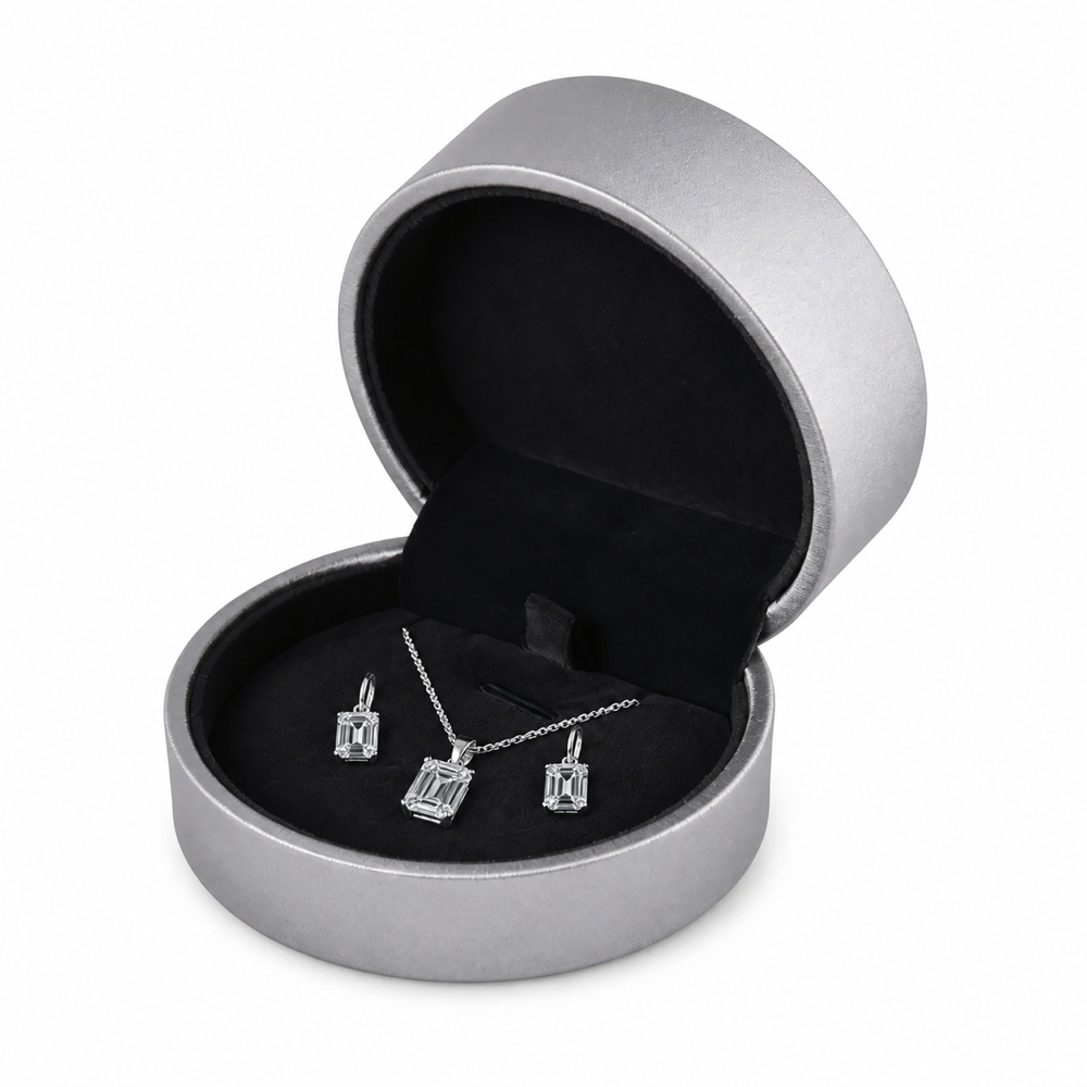 earring box and pendant box and necklace box - 12pcs Gray PU Leather Pendant Earring Necklace P04P-GR front view