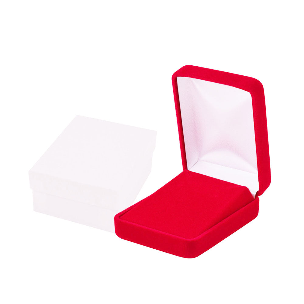 earring box and pendant box - Red Velvet Pendant and Earring Boxes - 12 Pack YE4-RD open view