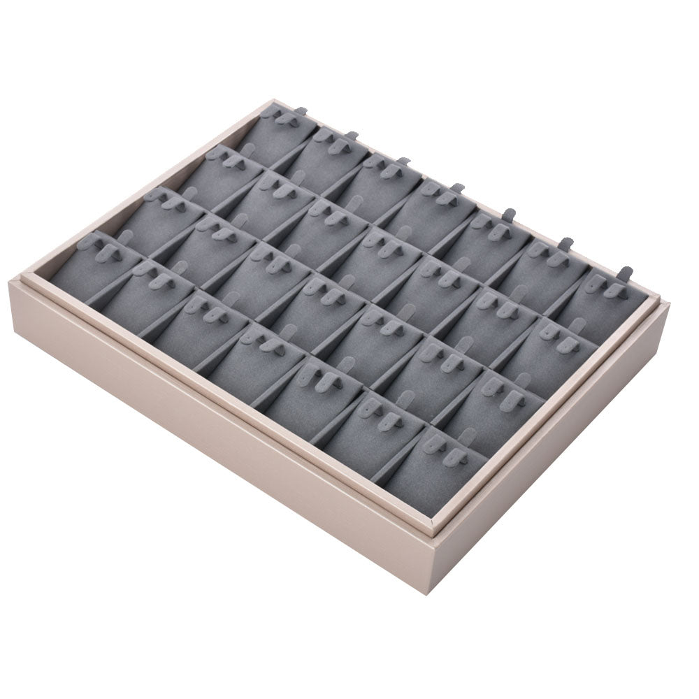 earring display and pendant display - 28 Gray PU Display Earring Tray Pendant T002-E1 PU-G detail view
