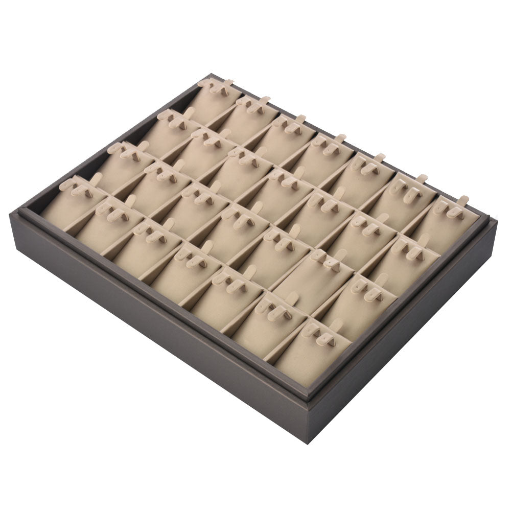 earring display and pendant display - 28 Gray PU Display Earring Tray Pendant T002-E1 PU-G side view