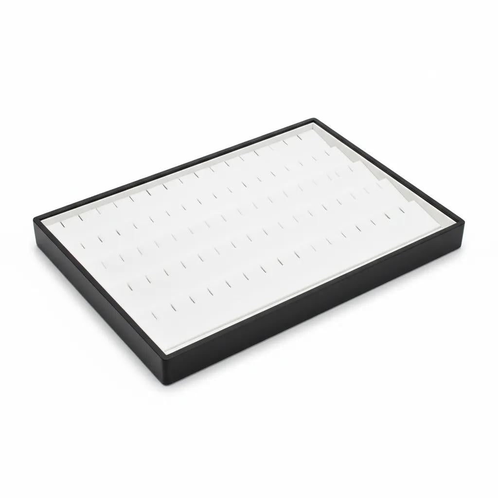 earring display and pendant display - Gray PU Earring Pendant Display Trays T002-R PU-G open view