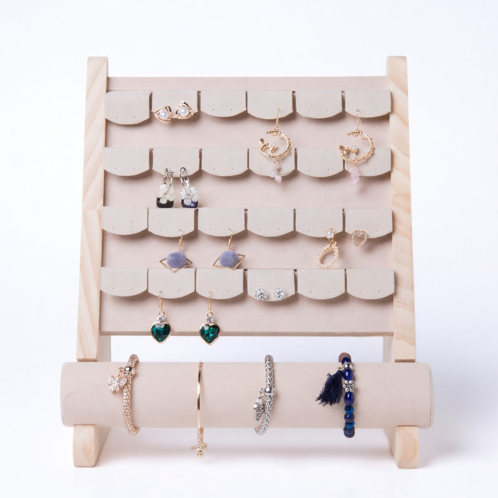 earring display - Wooden Earrings Display Stand side view