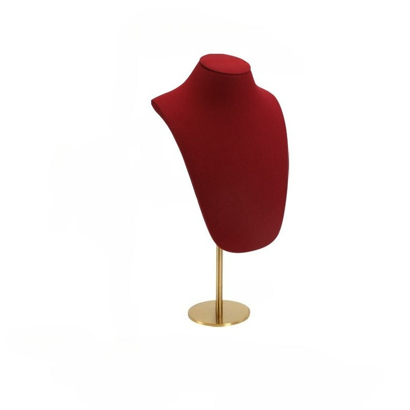 Velvet Necklace Bust Display Stand - Adjustable Mannequin for Jewelry Showcase