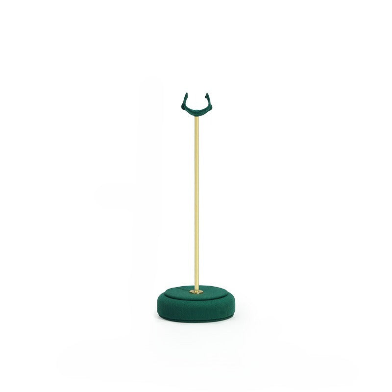 Velvet Ring Display Stand - Tall Gold Metal Base Holder for Engagement & Wedding Rings