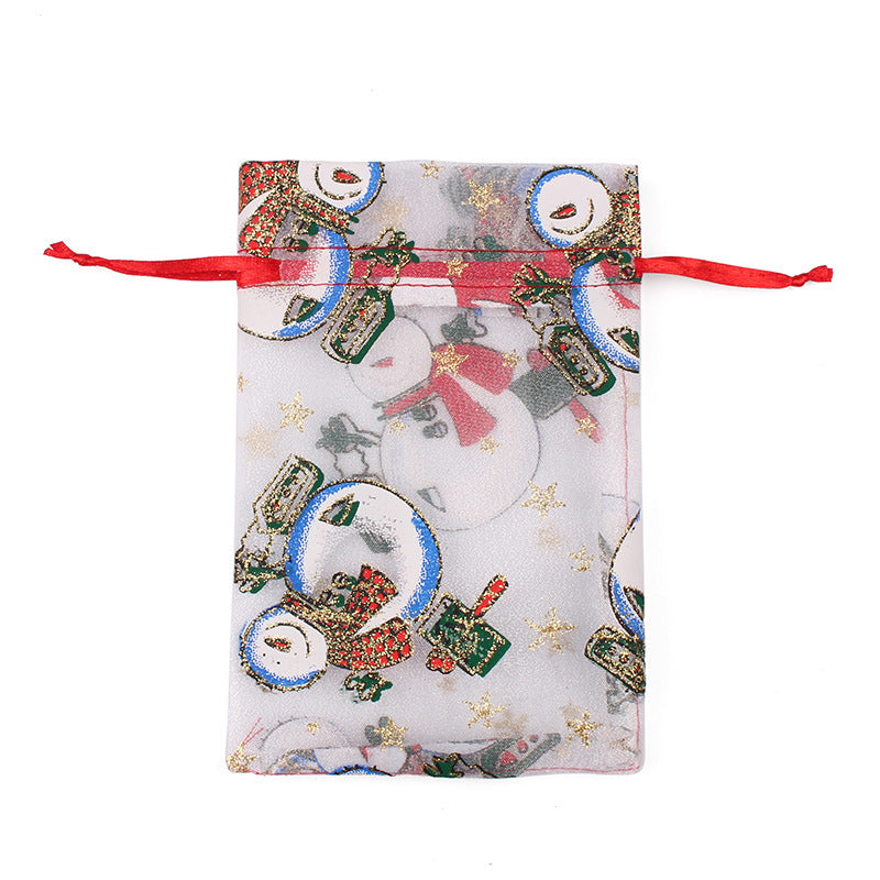 50PCS 100PCS 10x15 13x18CM Christmas Drawstring Organza Bag Jewelry Chocolate Party Gift Packaging Bag