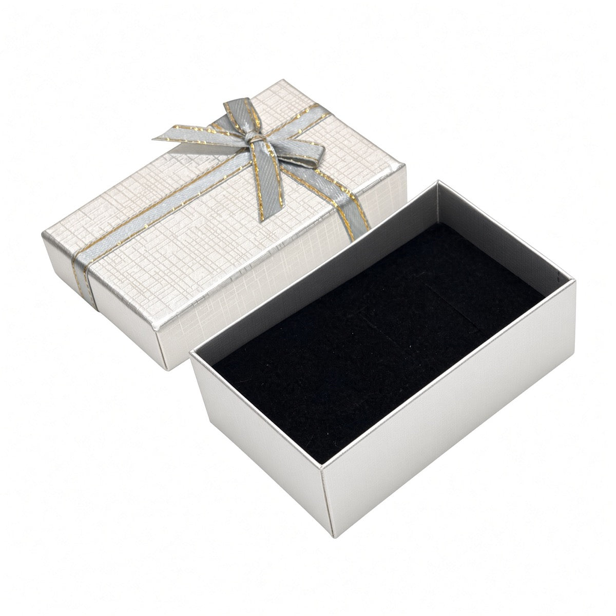 jewelry box - Silver Bow Jewelry Gift Box 24 Pack B2632-SL open view