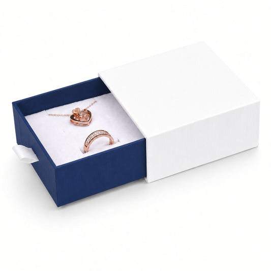 jewelry box - White & Blue Drawer Jewelry Boxes 24 Pack B2533-B front view