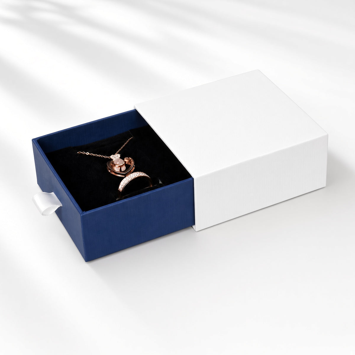 jewelry box - White & Blue Drawer Jewelry Boxes 24 Pack B2533-B product view 05