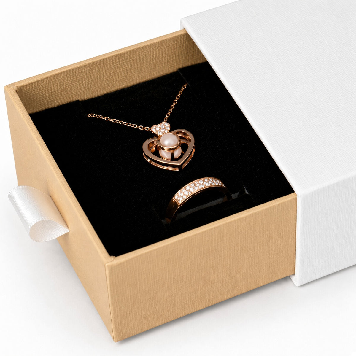 jewelry box - White & Gold Drawer Jewelry Boxes 24 Pack B2533-GL detail view