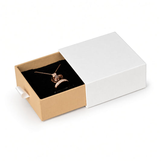 jewelry box - White & Gold Drawer Jewelry Boxes 24 Pack B2533-GL front view