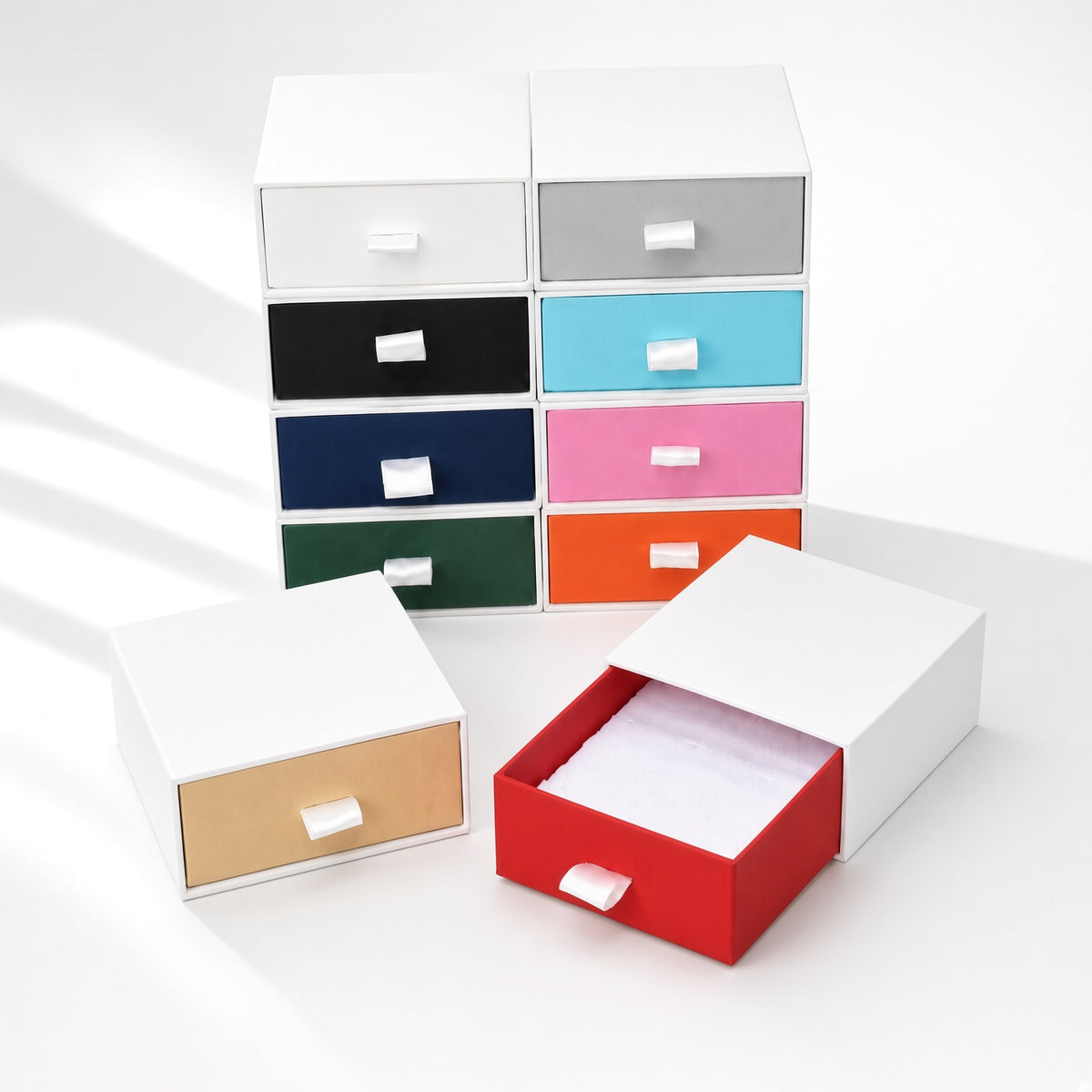 jewelry box - White & Green Drawer Jewelry Boxes 24 Pack B2533-G product view 06