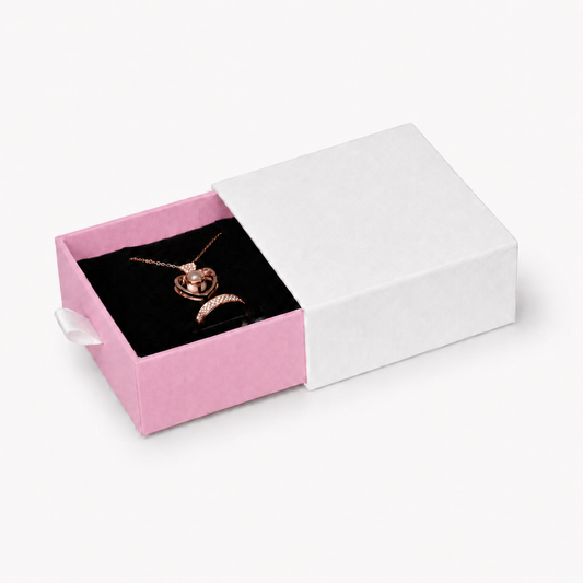 jewelry box - White & Pink Drawer Jewelry Boxes 24 Pack B2533-P front view