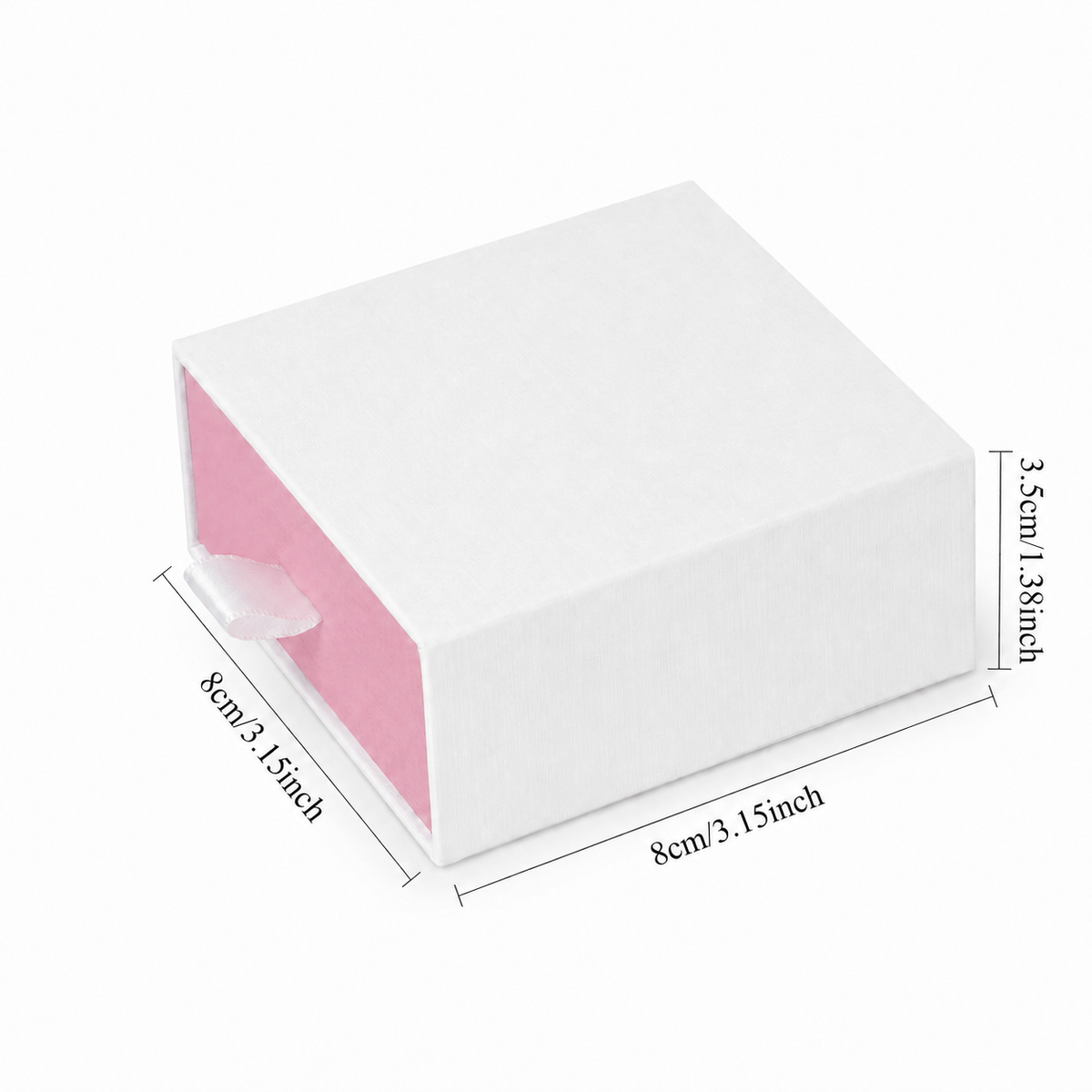 jewelry box - White & Pink Drawer Jewelry Boxes 24 Pack B2533-P side view