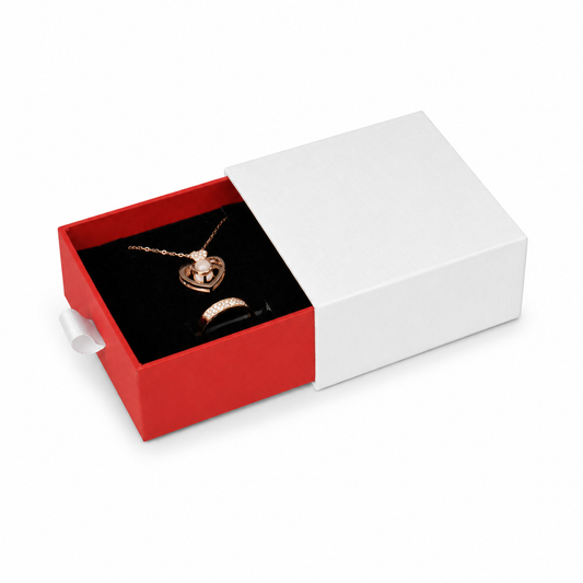 jewelry box - White & Red Drawer Jewelry Boxes 24 Pack B2533-R front view