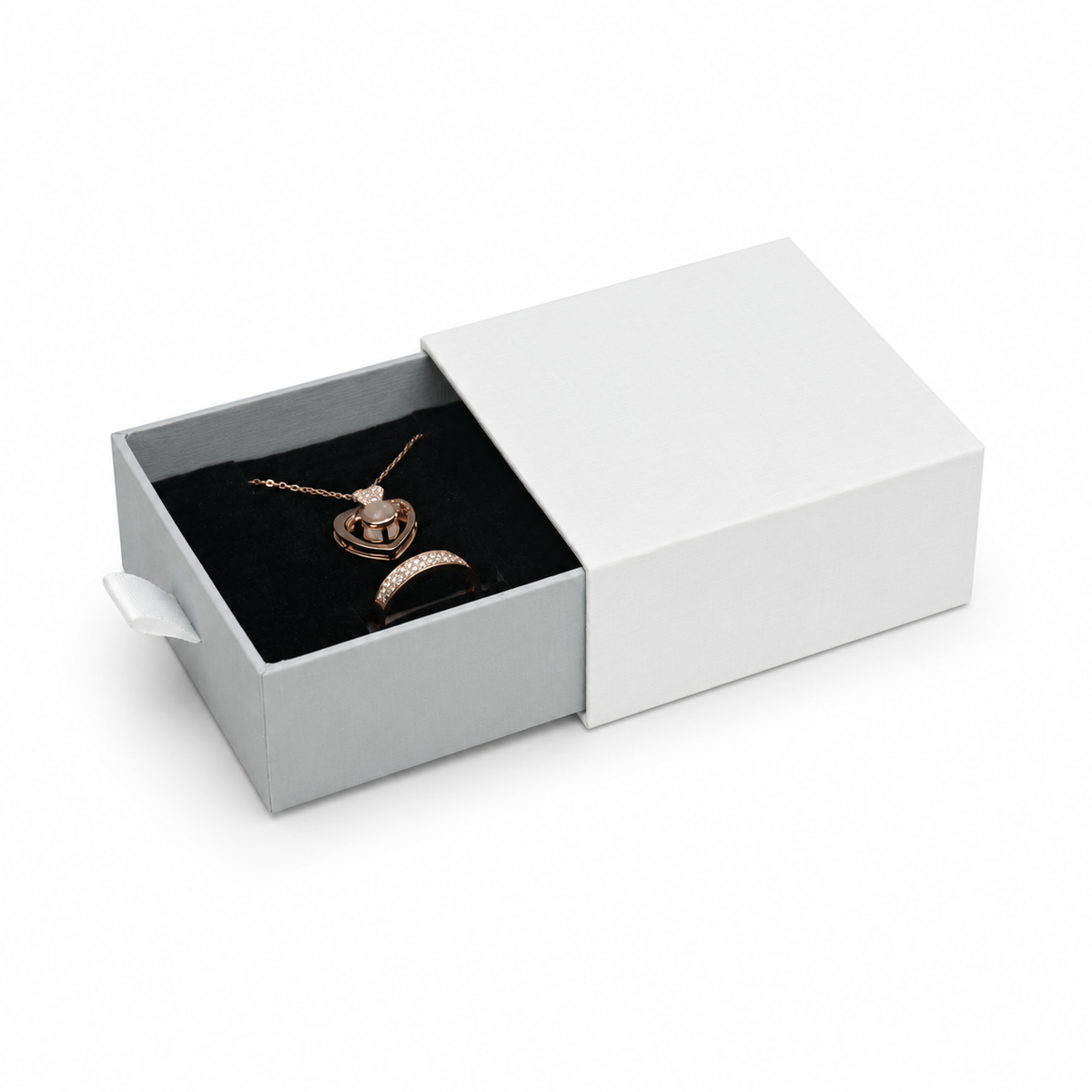 jewelry box - White & Silver Drawer Jewelry Boxes 24 Pack B2533-SL front view