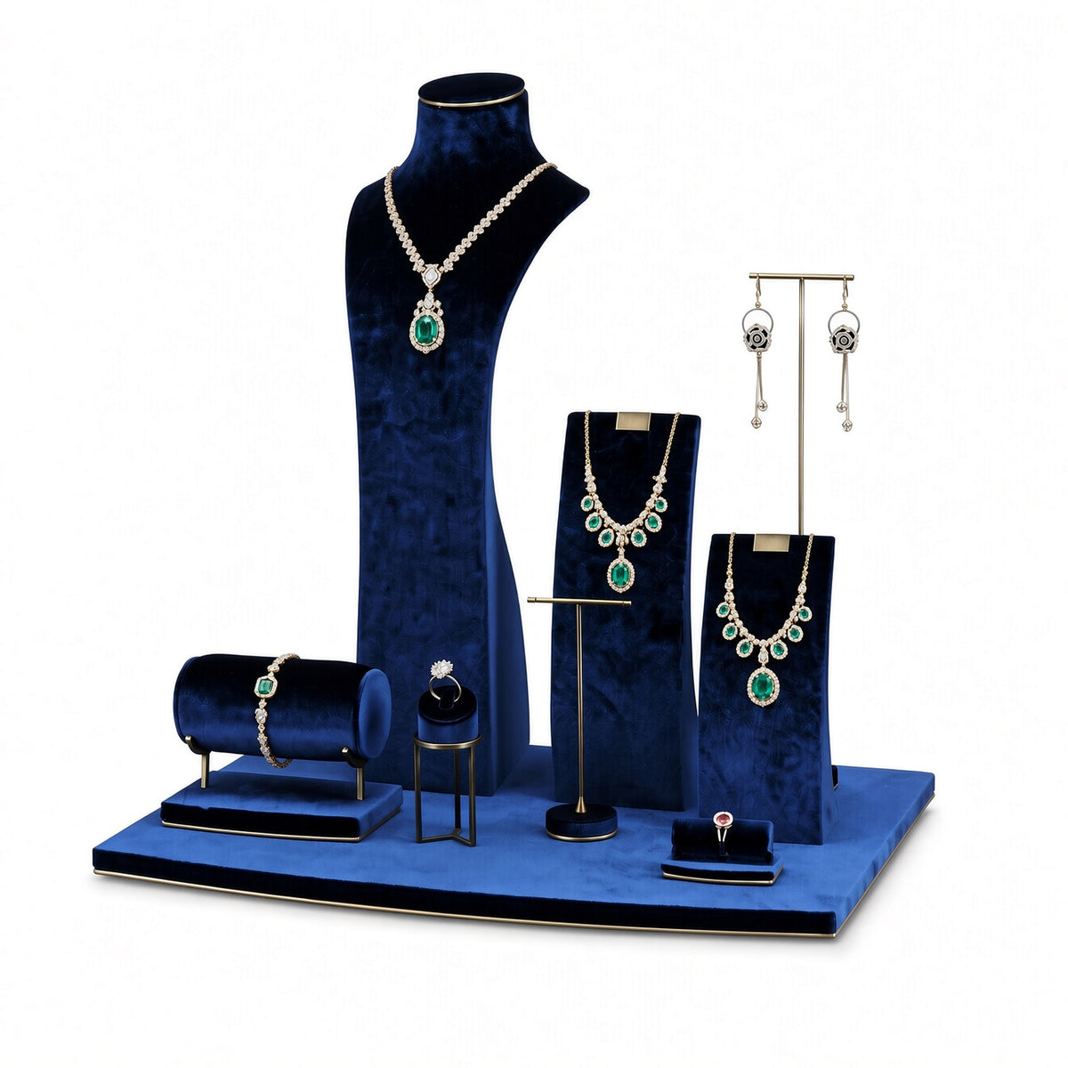 jewelry display - Custom Blue Vertical Jewelry Display Stand Set CJD007 detail view