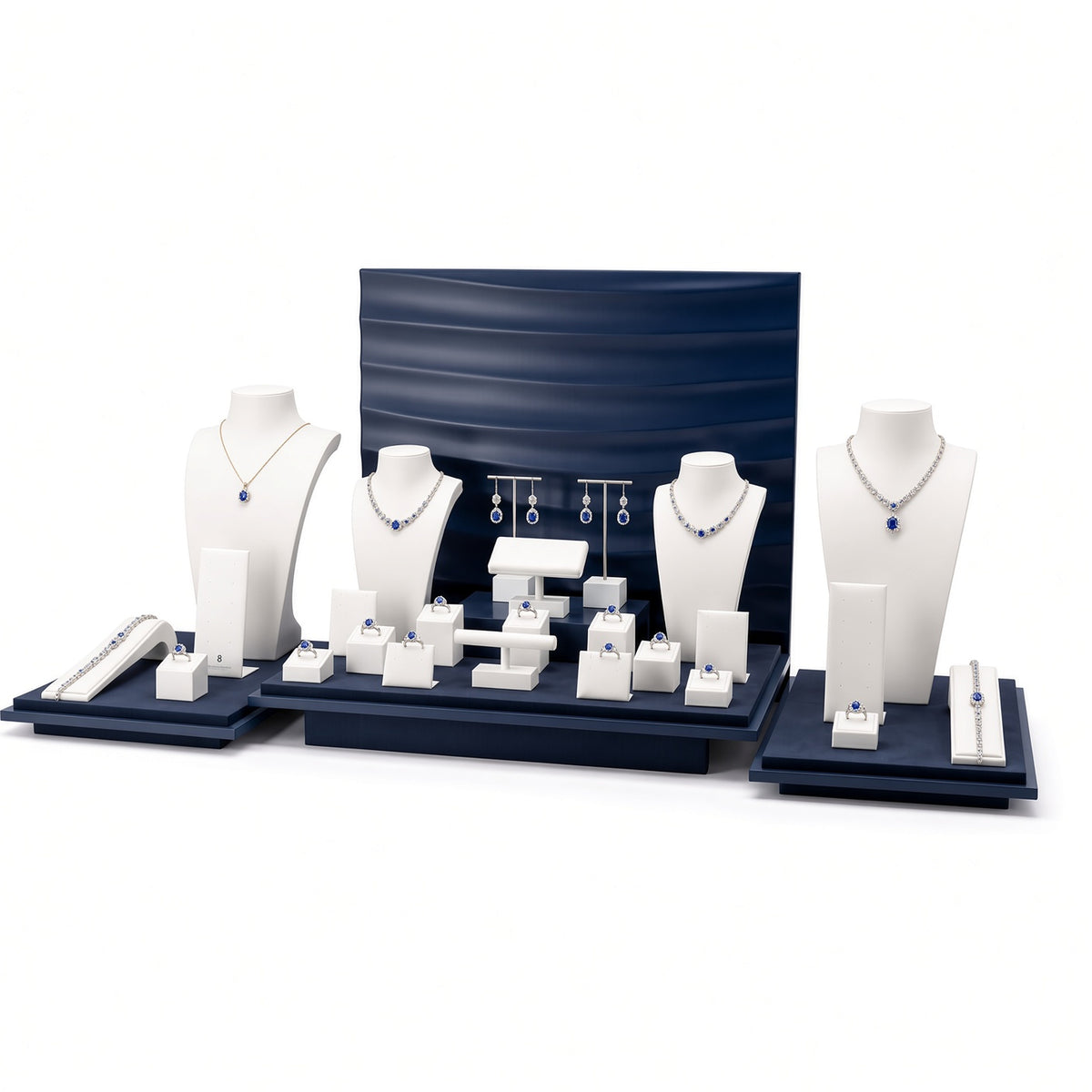 jewelry display - Custom Blue and White Three-Zone Wholesale Jewelry Display CJD021 detail view