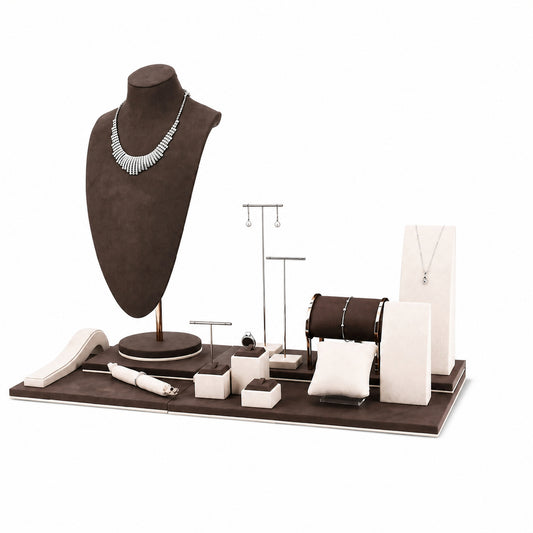 jewelry display - Custom Brown Portrait-Backdrop Jewelry Window Display CJD017 front view