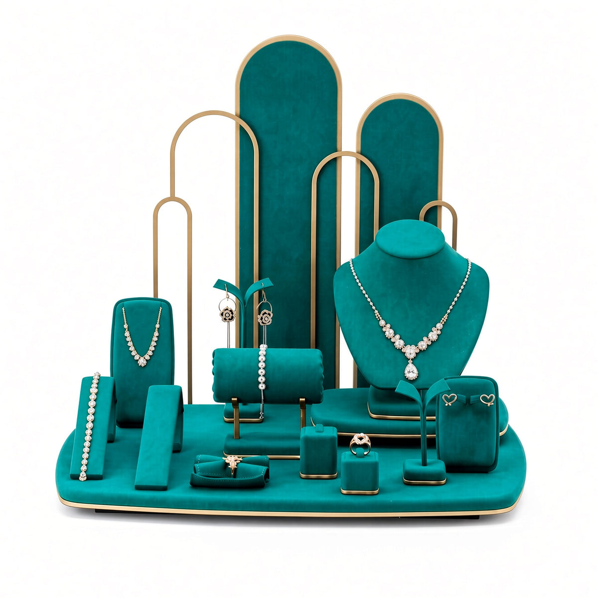 jewelry display - Custom Emerald Arch Showcase Jewelry Display Set CJD016 detail view